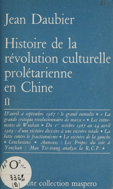 Histoire de la révolution culturelle prolétarienne en Chine (2) - Jean Daubier - La Découverte (réédition numérique FeniXX)