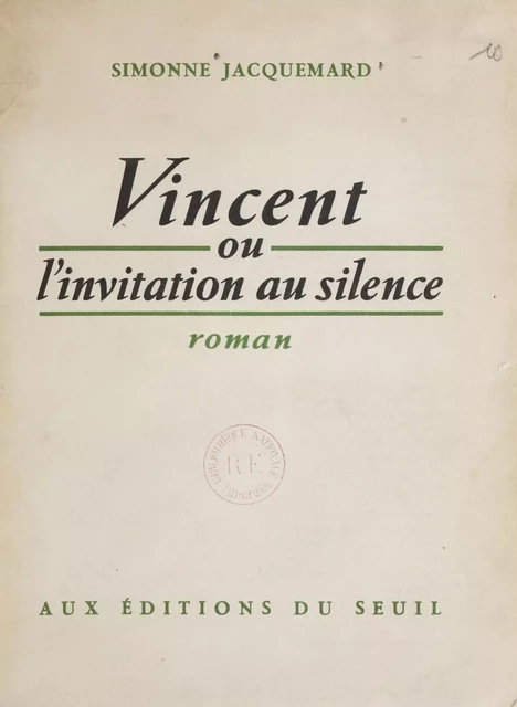 Vincent - Simonne Jacquemard - Seuil (réédition numérique FeniXX)