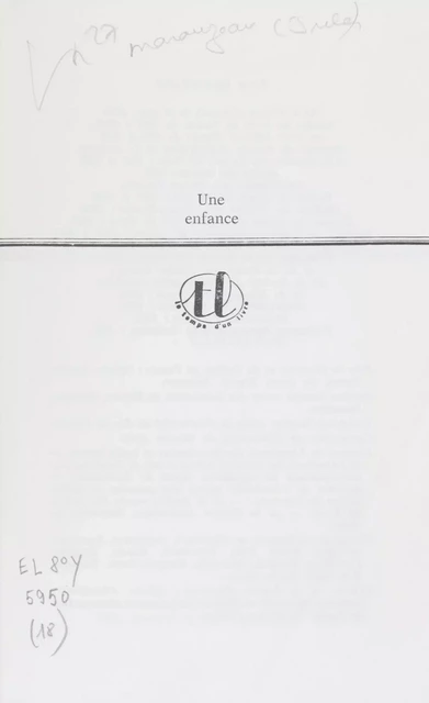 Une enfance - Jules Marouzeau - Magnard (réédition numérique FeniXX)