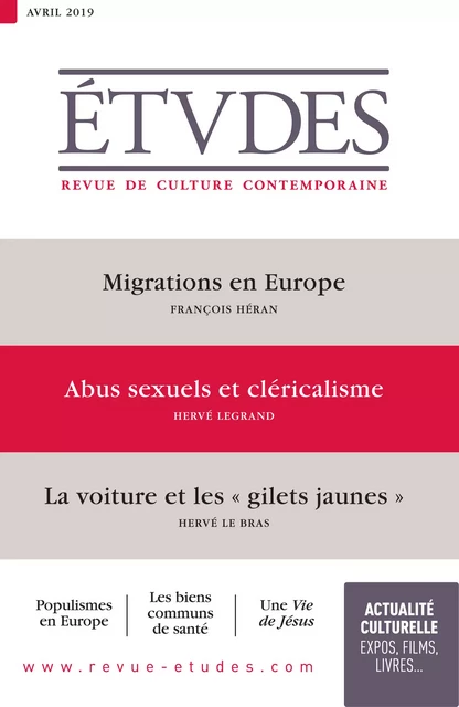 Etudes : Abus sexuels et cléricalisme - Collectif Collectif - Revue Études