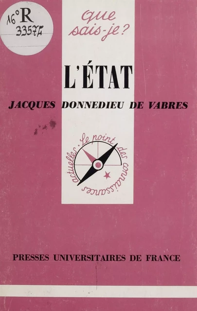 L'État - Jacques Donnedieu de Vabres - Presses universitaires de France (réédition numérique FeniXX)