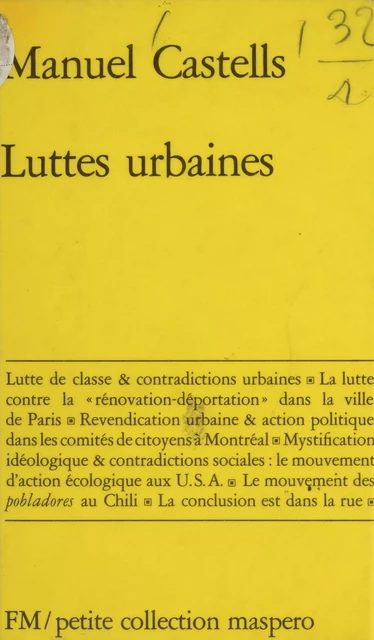 Luttes urbaines - Manuel Castells - La Découverte (réédition numérique FeniXX)