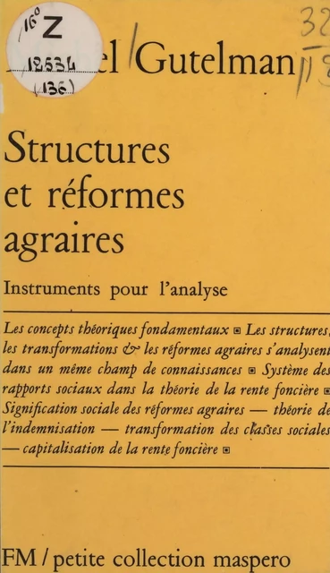 Structures et réformes agraires - Michel Gutelman - La Découverte (réédition numérique FeniXX)