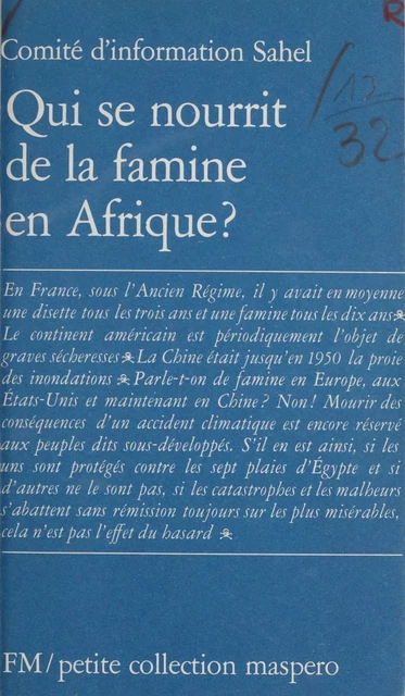 Qui se nourrit de la famine en Afrique ? -  Comité information Sahel - La Découverte (réédition numérique FeniXX)