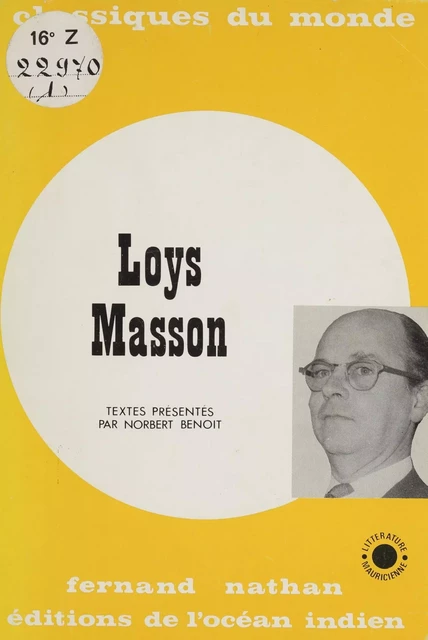 Loys Masson - Norbert Benoît - Nathan (réédition numérique FeniXX)