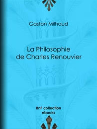 La Philosophie de Charles Renouvier