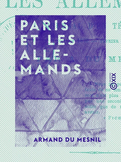 Paris et les Allemands - Journal d'un témoin, juillet 1870 - février 1871 - Armand du Mesnil - Collection XIX