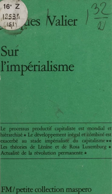 Sur l'impérialisme - Jacques Valier - La Découverte (réédition numérique FeniXX)