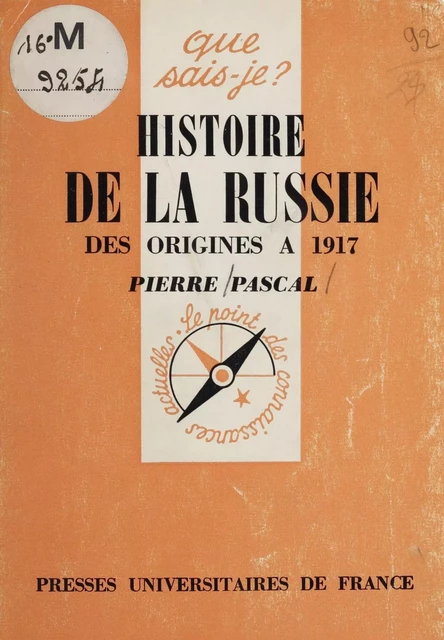 Histoire de la Russie - Pierre Pascal - Presses universitaires de France (réédition numérique FeniXX)