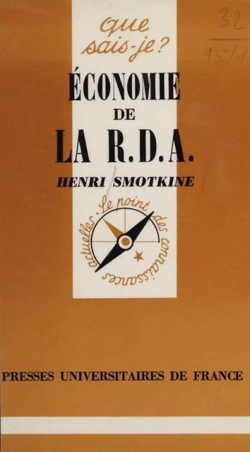 Économie de la R.D.A. - Henri Smotkine - Presses universitaires de France (réédition numérique FeniXX)