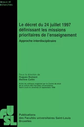 Le décret du 24 juillet 1997 définissant les missions prioritaires de l’enseignement