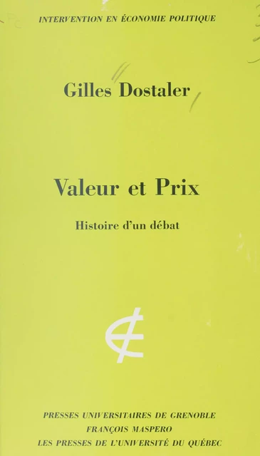 Valeur et prix - Gilles Dostaler - La Découverte (réédition numérique FeniXX)