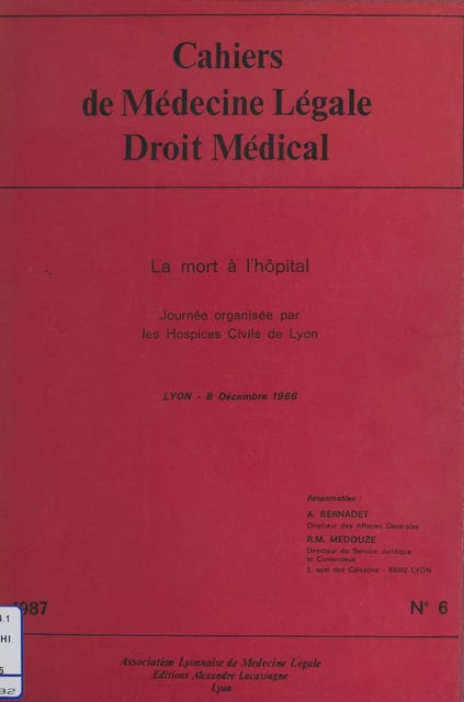 La Mort à l'hôpital - Arnaud Bernadet, Roger-Michel Médouze - FeniXX réédition numérique