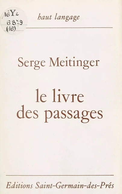 Le Livre des passages - Serge Meitinger - FeniXX réédition numérique