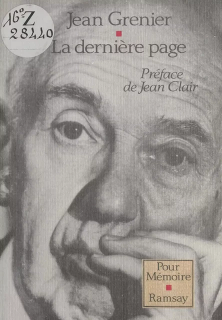 La Dernière Page - Jean Grenier - FeniXX réédition numérique