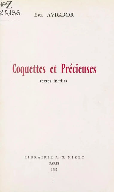 Coquettes et Précieuses - Eva Avigdor - FeniXX réédition numérique