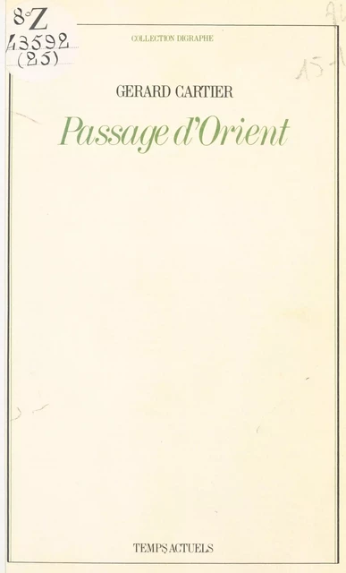 Passage d'Orient - Gérard Cartier - FeniXX réédition numérique