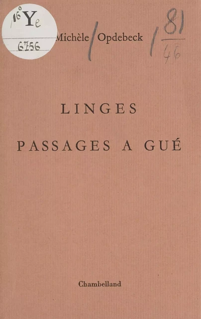 Linges - Michèle Opdebeck - FeniXX réédition numérique