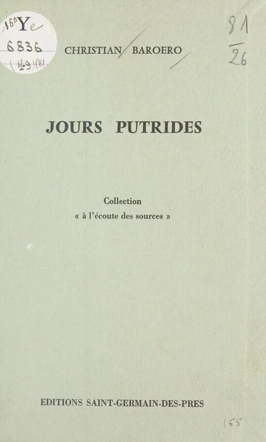 Jours putrides - Christian Baroero - FeniXX réédition numérique