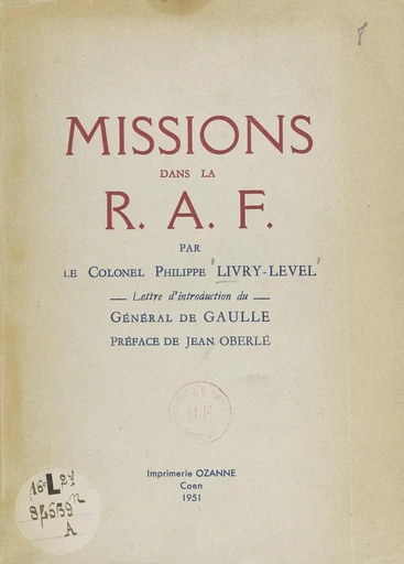 Missions dans la R.A.F. - Philippe Livry-Level - FeniXX réédition numérique