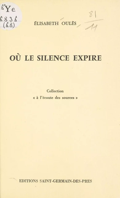 Où le silence expire - Elisabeth Oules - FeniXX réédition numérique