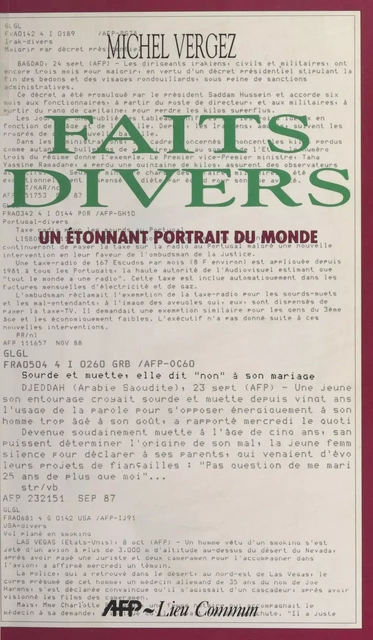 Faits divers : 350 dépêches - Michel Vergez - FeniXX réédition numérique