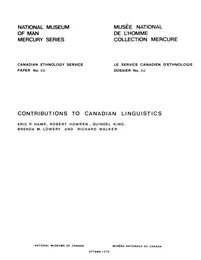 Contributions to Canadian linguistics