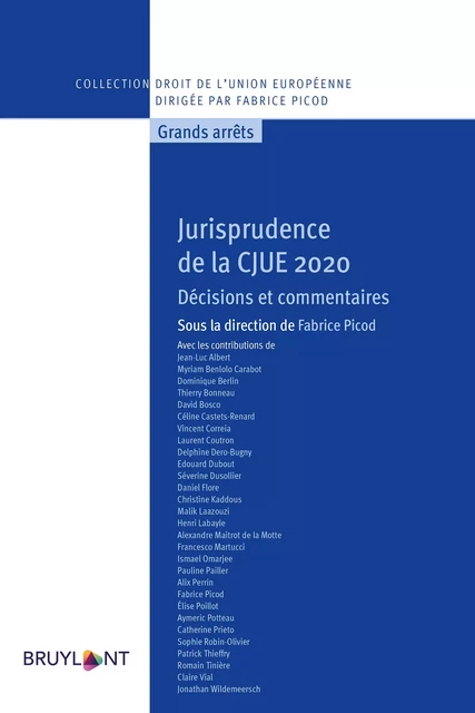 Jurisprudence de la CJUE 2020 -  - Bruylant