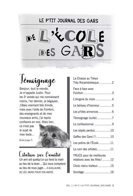 Le p’tit journal des gars de l’école des gars, Vol. 1, No 2 - Maryse Peyskens - Dominique et compagnie