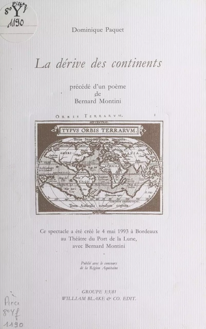 La Dérive des continents - Dominique Paquet - FeniXX réédition numérique