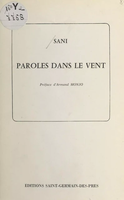 Paroles dans le vent -  Sani - FeniXX réédition numérique