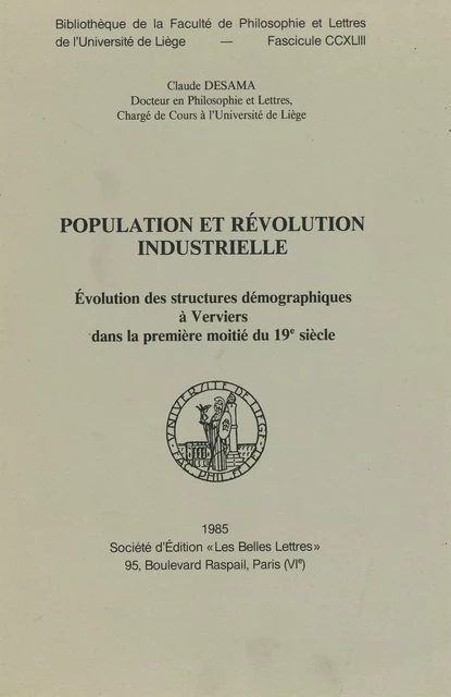 Population et révolution industrielle - Claude Desama - Presses universitaires de Liège