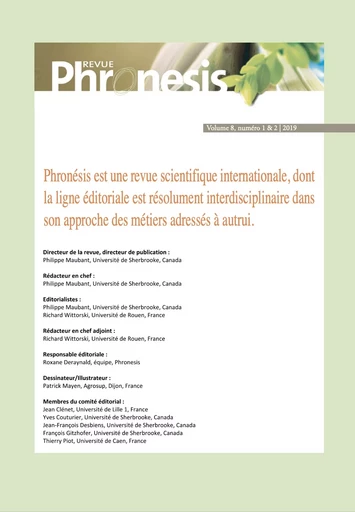 Phronesis. Vol. 8, numéro 1 & 2 | 2019. Le travail d’accompagnement des formateurs de stagiaires dans l’enseignement supérieur: perspectives compréhensives et modalités de mise en place - Louise Bélair, Stéphane Colognesi, Christine Lebel, Van Catherine Nieuwenhoven - Champ social Editions