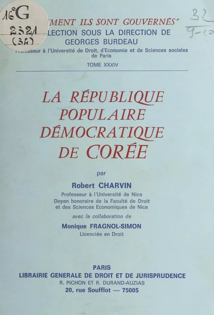 La République populaire démocratique de Corée - Robert Charvin - FeniXX réédition numérique