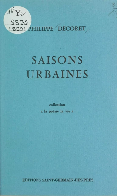 Saisons urbaines - Philippe Decoret - FeniXX réédition numérique