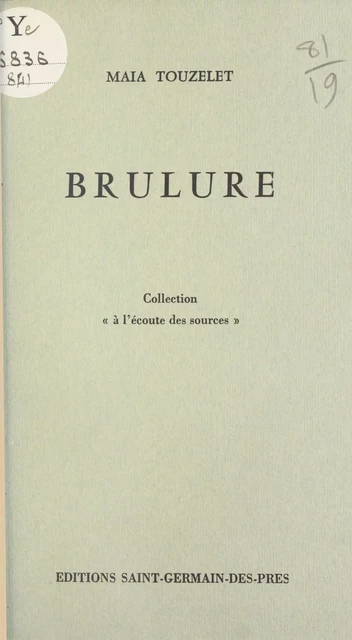 Brûlure - Maia Touzelet - FeniXX réédition numérique