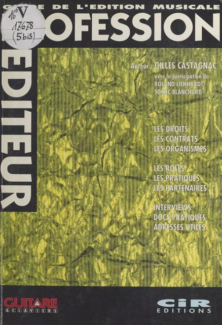 Profession éditeur : guide de l'édition musicale -  - FeniXX réédition numérique