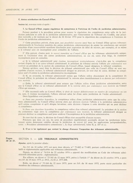 Le juge administratif (1.1) : L'organisation et la compétence des juridictions administratives au 30 avril 1975 - Ernest Hamaoui - FeniXX réédition numérique