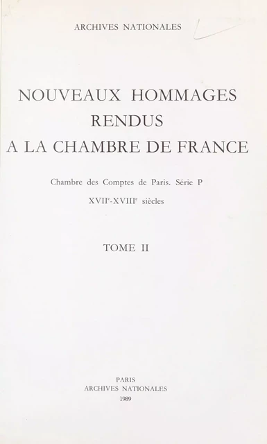 Nouveaux hommages rendus à la Chambre de France (2) -  - FeniXX réédition numérique