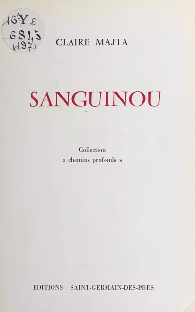 Sanguinou - Claire Matja - FeniXX réédition numérique