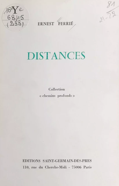 Distances - Ernest Ferrie - FeniXX réédition numérique