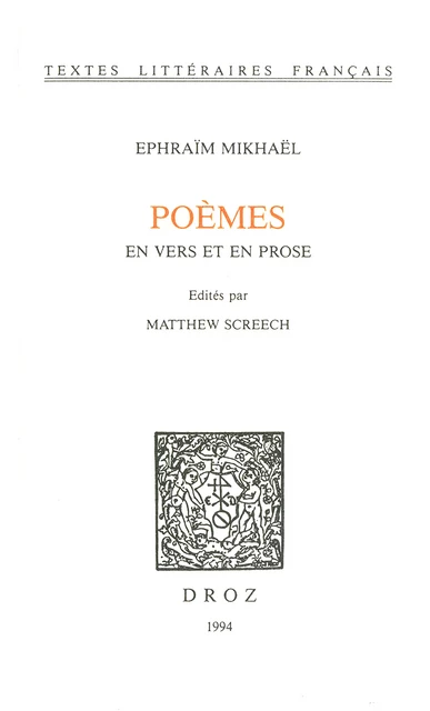 Poèmes en vers et en prose - Éphraïm Mikhaël - Librairie Droz