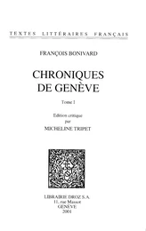 Chroniques de Genève. Tome I