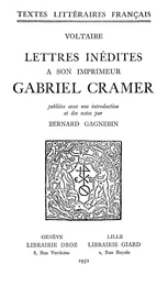 Lettres inédites à son imprimeur Gabriel Cramer