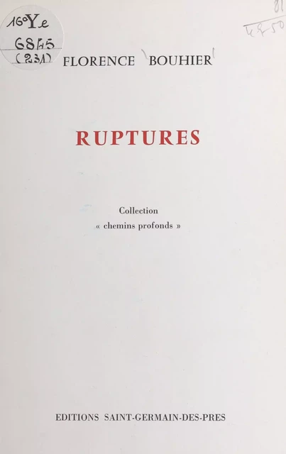 Ruptures - Florence Bouhier - FeniXX réédition numérique