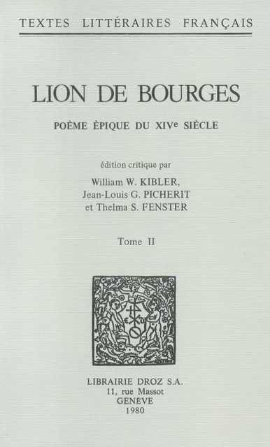 Lion de Bourges -  - Librairie Droz