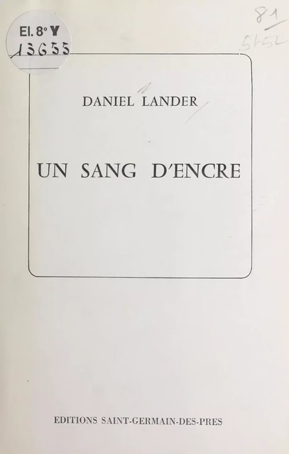 Un sang d'encre - Daniel Lander - FeniXX réédition numérique