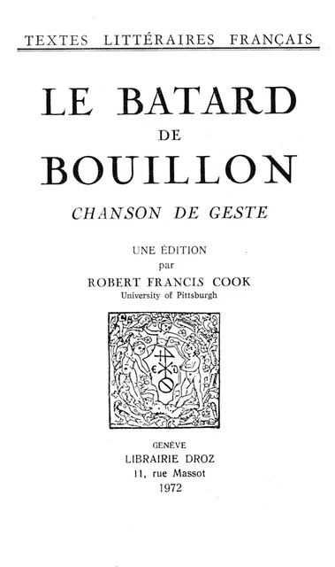 Le Bâtard de Bouillon -  - Librairie Droz