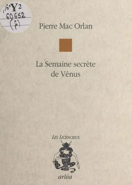 La semaine secrète de Vénus - Pierre Mac Orlan - FeniXX réédition numérique