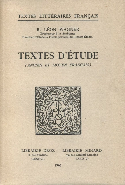 Textes d’étude -  - Librairie Droz